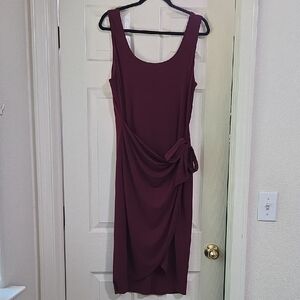 Express Red Sheath Midi Dress Sleeveless Scoop Neck